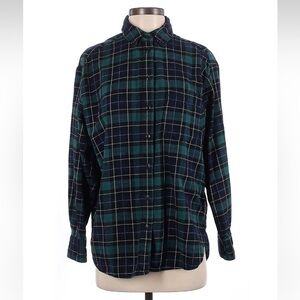 GAP Big Shirt Casual Plaid Shirt - Navy and Forest Green